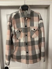 Women's Plaid Flannel Shacket Jacket Long Sleeve Button Up /Stacco Large