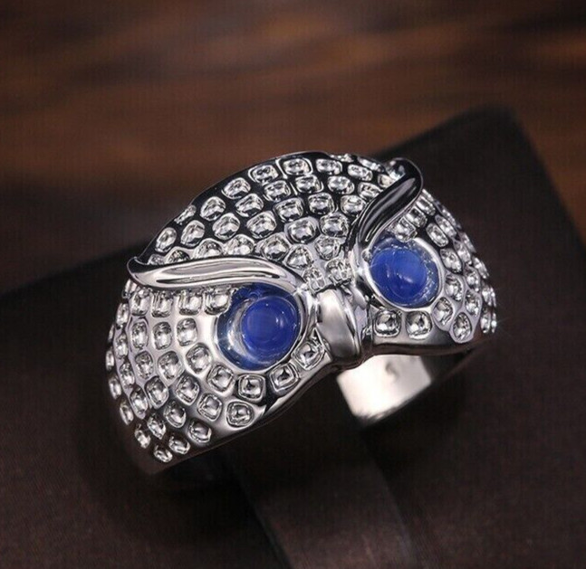 Vintage Style Unisex Pretty Ring Cute Owl Valentine Gifts Ring 925 Silver plated