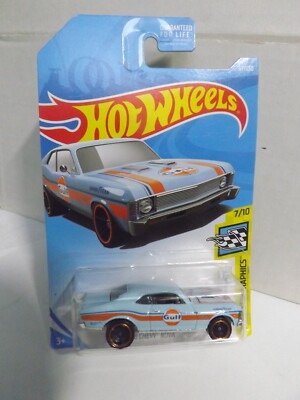 Voiture Miniature Hot Wheels 1/64 - Chevrolet Nova 1968 Gulf - Mainline 2018 #7/10 - Occasion