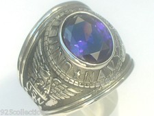United States Navy Military February Purple Stone Stainless Steel Men Ring 7-14