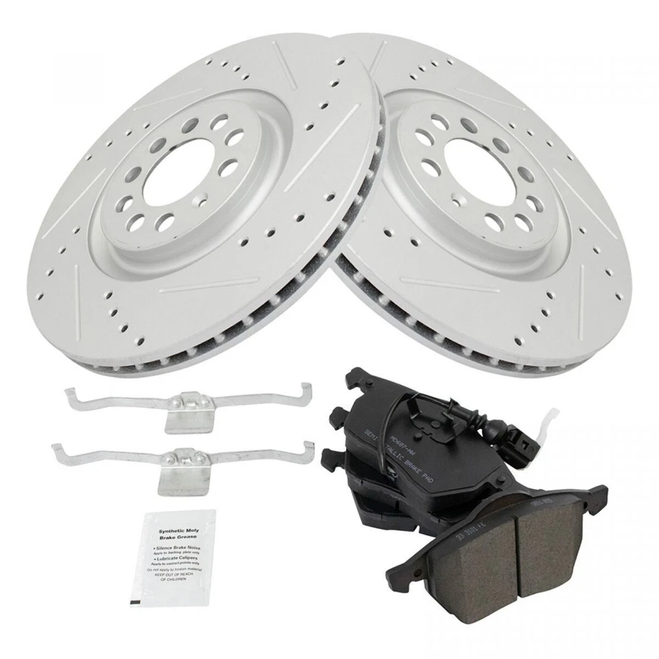 Nuevo kit de pastillas metálicas de rotor de rendimiento de freno delantero TRQ para Audi VW 2000-2006 Foto 3 de 4
