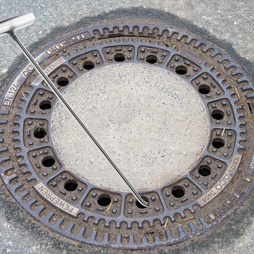 Schachthaken Edelstahl Kanalhaken Schachtdeckelhaken Kanaldeckelheber 38cm - Bild 7 von 13