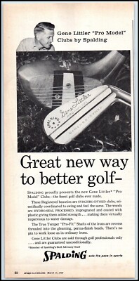 1950s Spalding ''Gene Littler'' Pro Model Golf Clubs PRINT AD ''Synchro-Dyned'' BX2