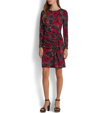 NWT Lauren Ralph Lauren Paisley Long Sleeve Jersey Dress Classic Red MU Size 10