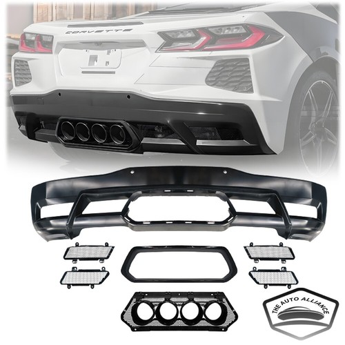 Fits 2020-2025 Corvette C8 Center Quad Exit Z06 Style Matte BLACK Rear ...