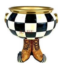 Mackenzie-Childs 9.75" Tall Courtly Check Cauldron Pot Pumpkin New