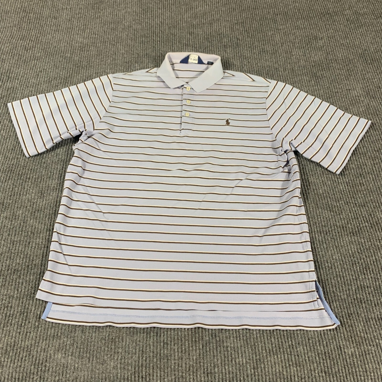 Polo Ralph Lauren camicia uomo grande L blu pony ricamato righe pima cotone