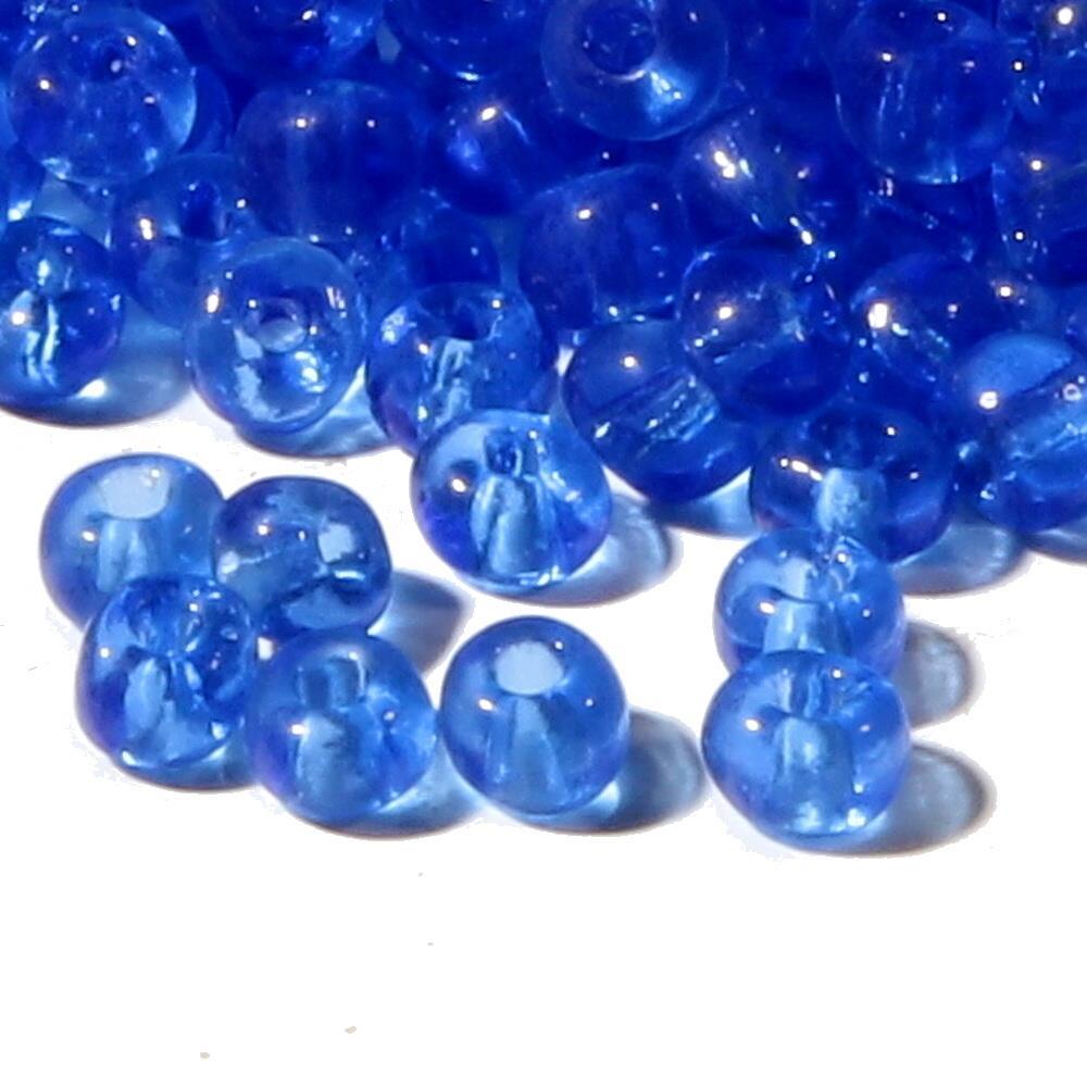 Lot (400) 3mm vintage Czech transparent blue rondelle seed glass beads
