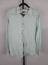 Wrangler Long Sleeve Shirt Men's XL Light Green 100 Cotton Button Up
