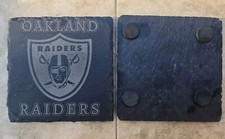 Oakland Raiders Laser Etched slate coasters, Set Of 6