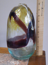 Vintage ART GLASS Multicolor VASE 10" THICK Glass UNIQUE Handblown FREE SHIP