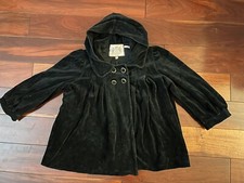 VTG Ladies Juicy Couture Black Velvet Cardigan Hoodie Jacket Sz M Made in USA
