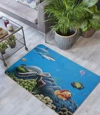 3D Turtle Shark ZHUA2576 Game Non Slip Rug Mat Photo Carpet Zoe
