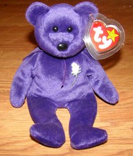 Ty Beanie Babies, PRINCESS BEAR, 1997 - PE Pellets, Diana Pricess of Wales