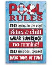 Metal Sign - Pool Rules Signs for Outside Funny Pool Decor - Swimming Pool Theme