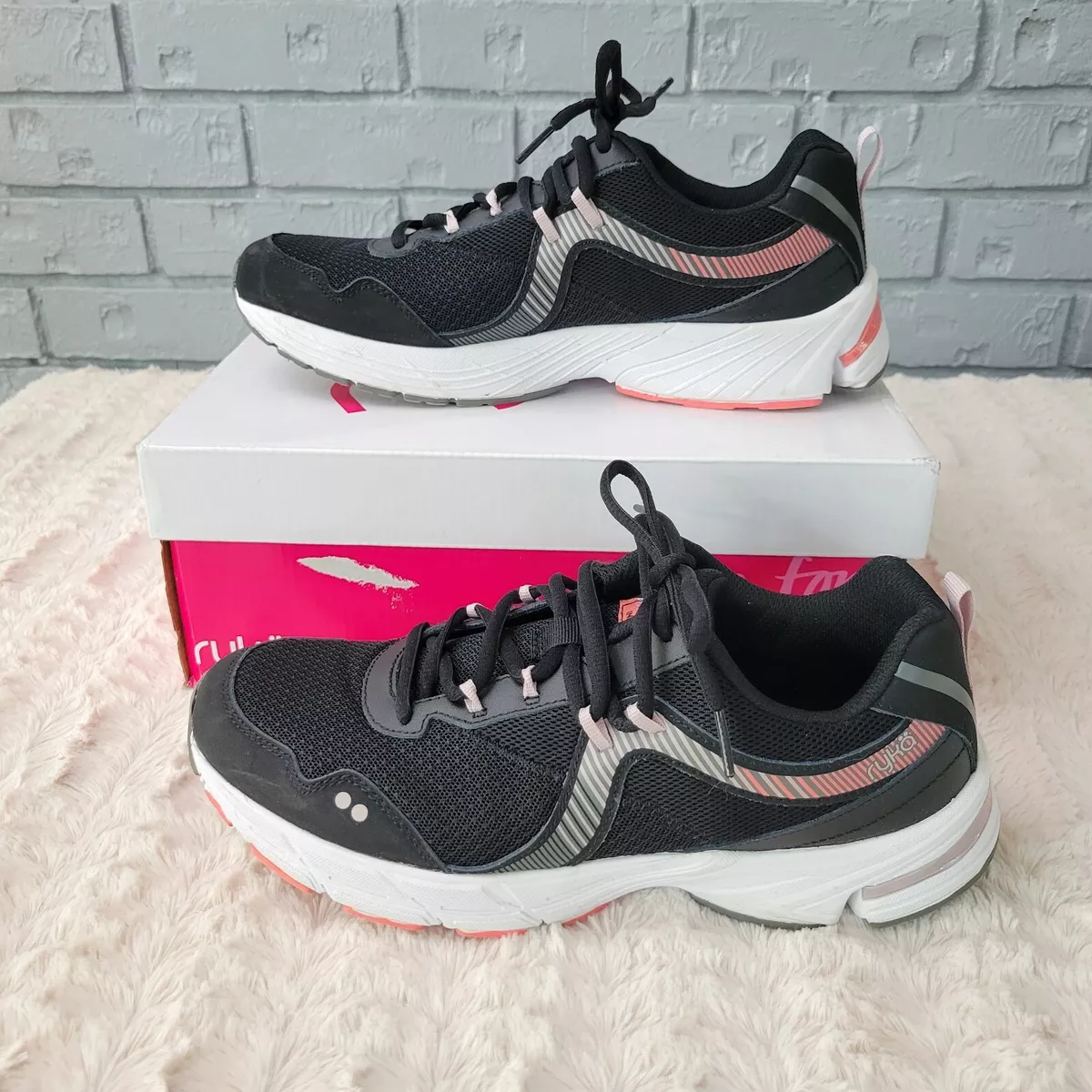 Ryka Mesh Lace Up Memory Foam Sneakers Intrigue 2 Black 10 Medium