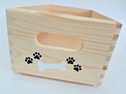 Personalised Wooden DOG/ CAT/ PET/Toy Box. Decals on 3 sides of box-Large size - Picture 7 of 12
