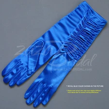 GATHERED SHINY STRETCH SATIN DRESS GLOVES