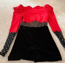 Revolution Zero to Sixty Dance Costume - Red/Black, Small Adult, Rhinstoned
