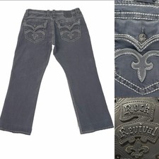 Rock Revival Modelo Jean Men 40x29 Tucker Straight distress Gray Fleur-de-Lis