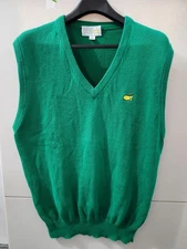 Slazenger x Masters Sweater Mens L Golf Vest Pullover 100% Cotton Vneck Logo VTG