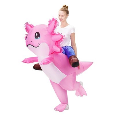 Poptrend aufblasbares Axolotl Kostüm für Erwachsene Herren Damen Einheitsgröße, 