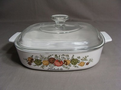 CORNING WARE A-8-B, Casserole Dish With Glass Lid In The Spice of Life Pattern