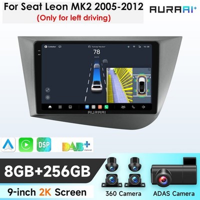 AI Autoradio Für SEAT Leon MK2 2005-2012 GPS CarPlay BT5.0 DSP 8+256GB +360KAM