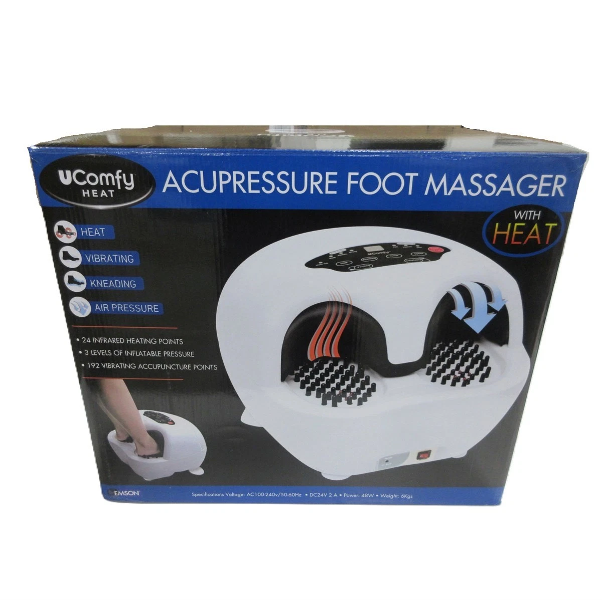 ucomfy leg foot calf and ankle massager squeeze and vibration Ucomfy 8954 Leg and Foot Massager with Heat Option, Red/Black