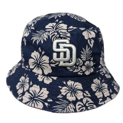 San Diego Padres MLB Blue White Floral Hibiscus Cotton Bucket Hat One Size OS