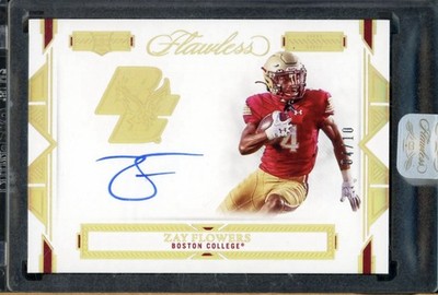 2023 Flawless Zay Flowers Auto Relic /5 Gold Boston College Ravens #TLS-ZF