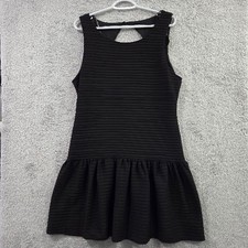 Bisou Bisou Michele Bohbot Skater Dress Women 16 Black Ribbed Cutout Drop Waist