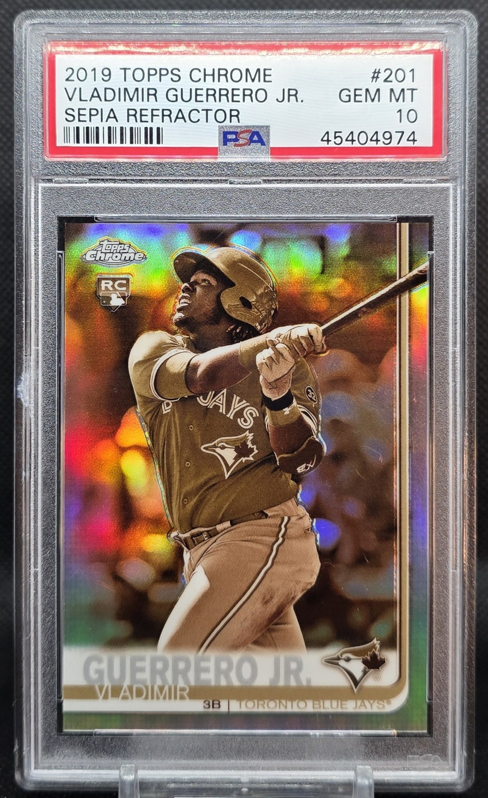 2019 Topps Chrome 🎞 Sepia Refractor VLADIMIR GUERRERO JR RC Rookie #201 PSA 10