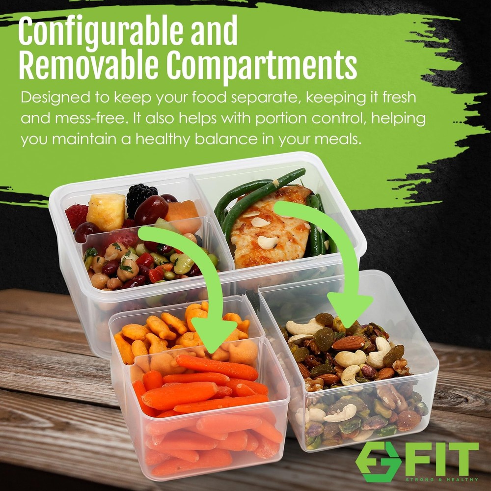 3-Pack 39oz Bento Box with 3 Compartments for Kids and Adults Lunch 3-Pack 39oz Bento Box with 3 Compartments for Kids and Adults Lunch