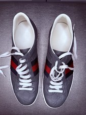 Gucci Ace GG Embossed Leather Sneakers Gray M...