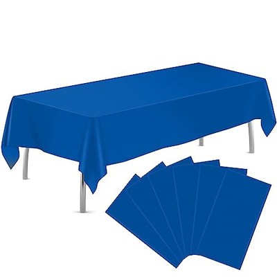 tujol 6 Pack Plastic Table Cloth 54'' x 108'', Disposable Rectangle Royal Blue