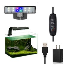 Nano Aquarium Light 5W Full Spectrum LED Clip On with Timer Dimmer for Fish Tank