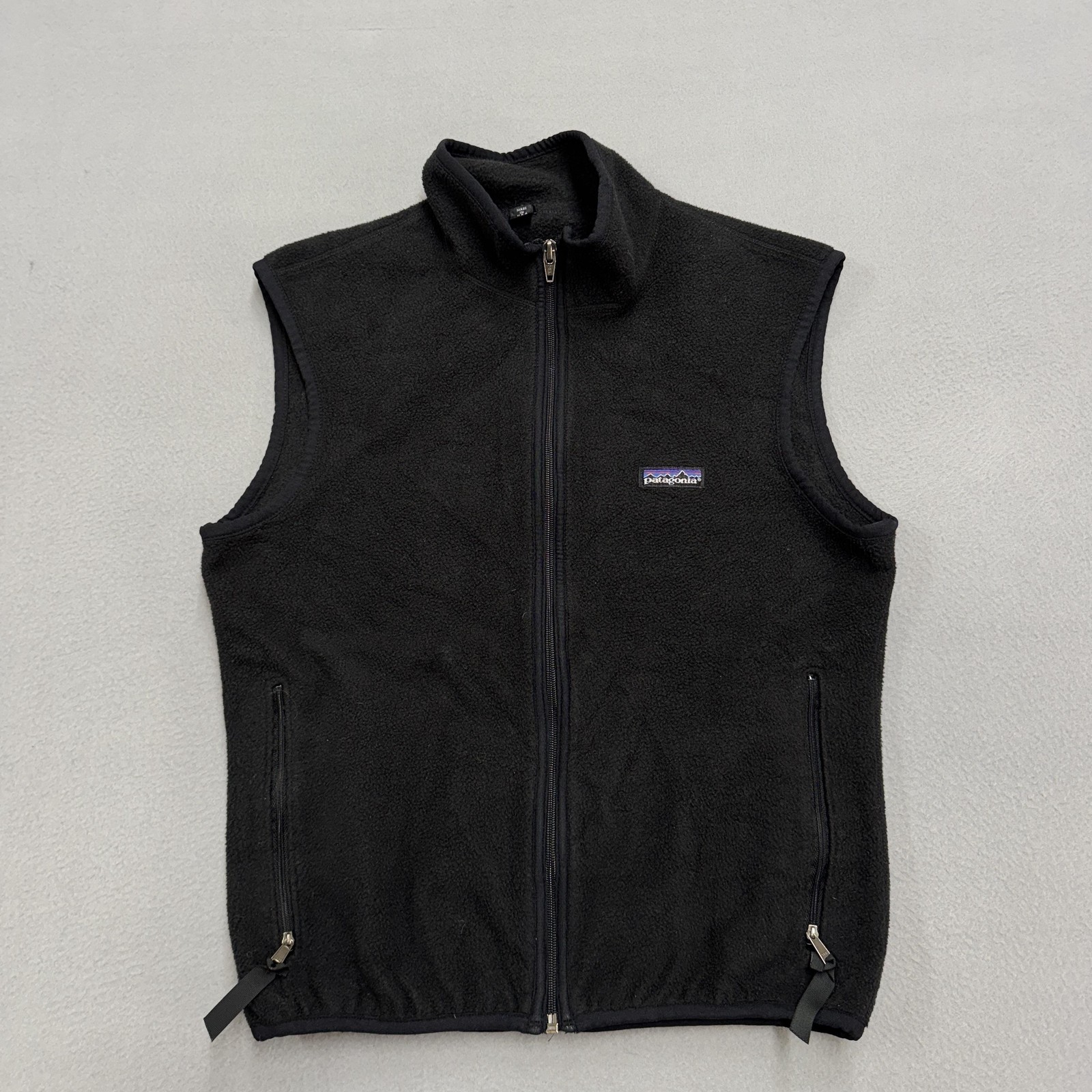 Patagonia Fleece Vest Mens Small Black Full Zip Made In USA Outdoor Hiking