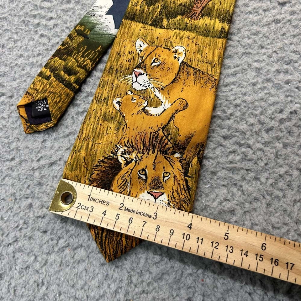 Corbata de seda de colección Lions World Wildlife Fund para hombre WWF 90s Foto 4 de 4