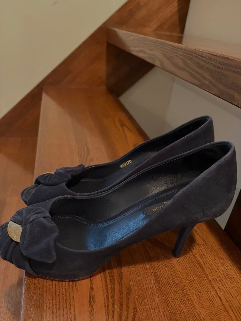 LOUIS VUITTON Pumps Heel Suede Navy EU37.5/US7.5 120395c thumbnail 12