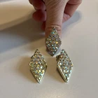 Vintage Gold Toned Clip On Earrings Adjustable Ring Set costume jewelry Prom