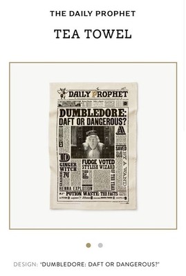 Harry Potter Daily Prophet Minalima Official Dumbledore Tea Towel