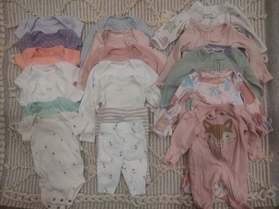 Lot of 19 Carters Newborn Baby Girl Clothes. Pre-owned. Great Condition.