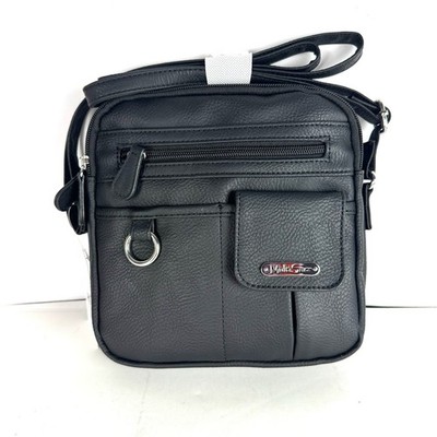 MultiSac North South Zip Around Crossbody Bag Black Faux Leather New