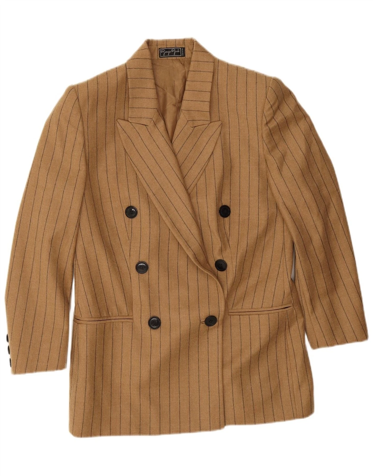 Giorgio Grati Womens Blazer Jacket UK 14 Medium Brown Striped DH12