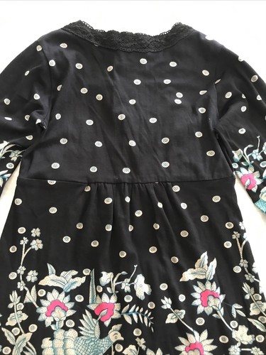 New PHOOL ladies SMALL Floral Sleeved Dress 100% Cotton India Made Embroidery - Picture 7 of 8