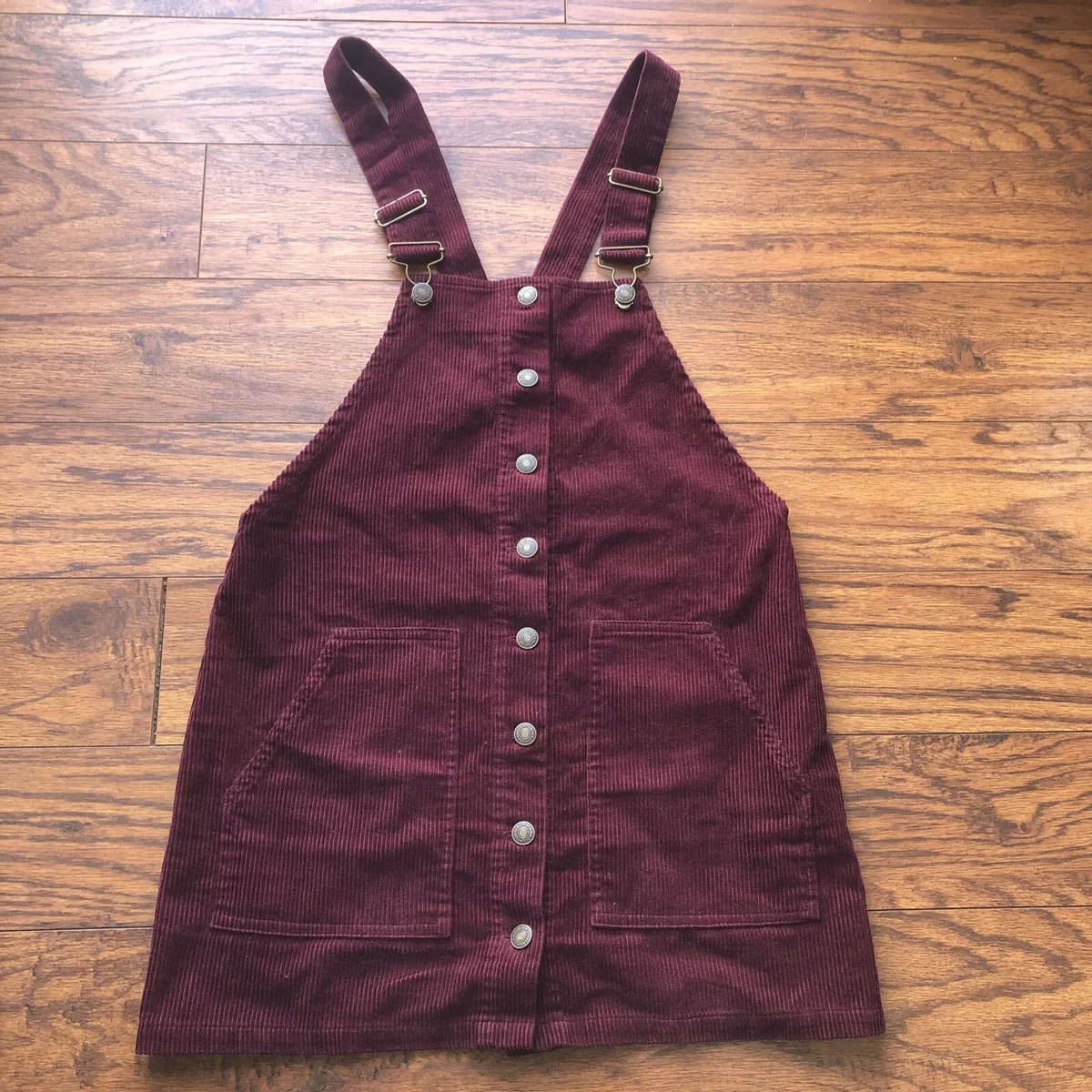 Forever 21 Dress Women s Size S Maroon Corduroy Overall Jumper