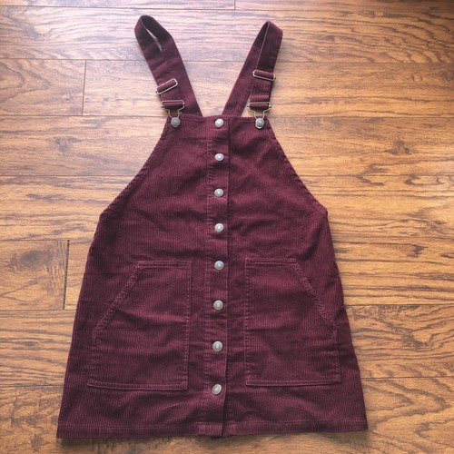 Maroon Corduroy Overall Jumper Dress | eBay