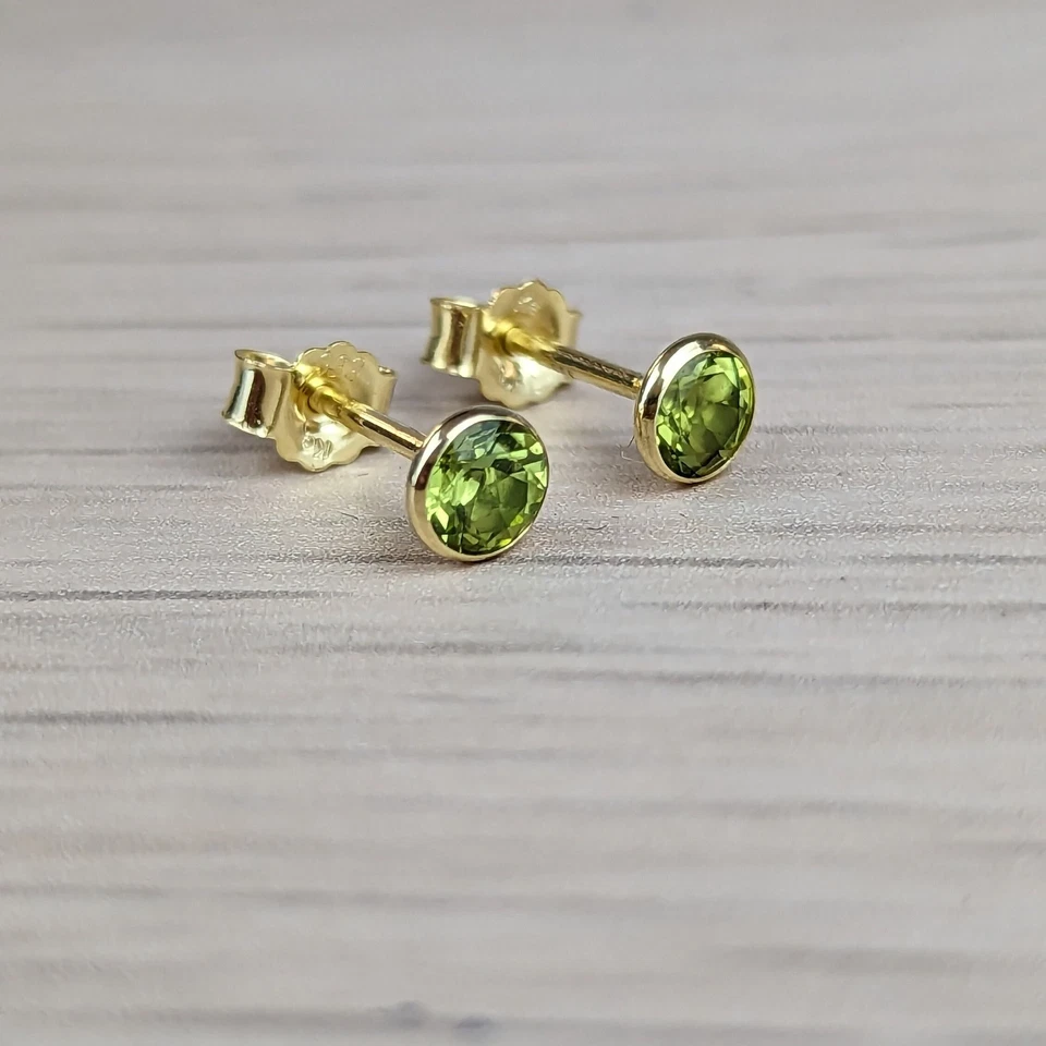 Ohrstecker -echt Gold- mit echtem Peridot, einfach wunderschön | Schmuckstyck - Bild 2 von 4