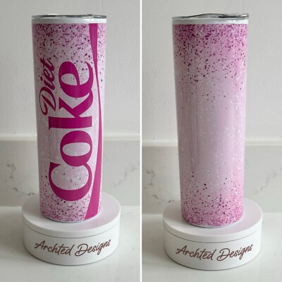 Diät Cola Rosa Glitzereffekt Edelstahl 20 Unzen Becher Deckel Strohhalm Energie